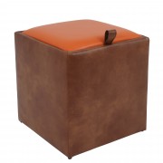 Taburet Box imitatie piele - coniac/portocaliu
